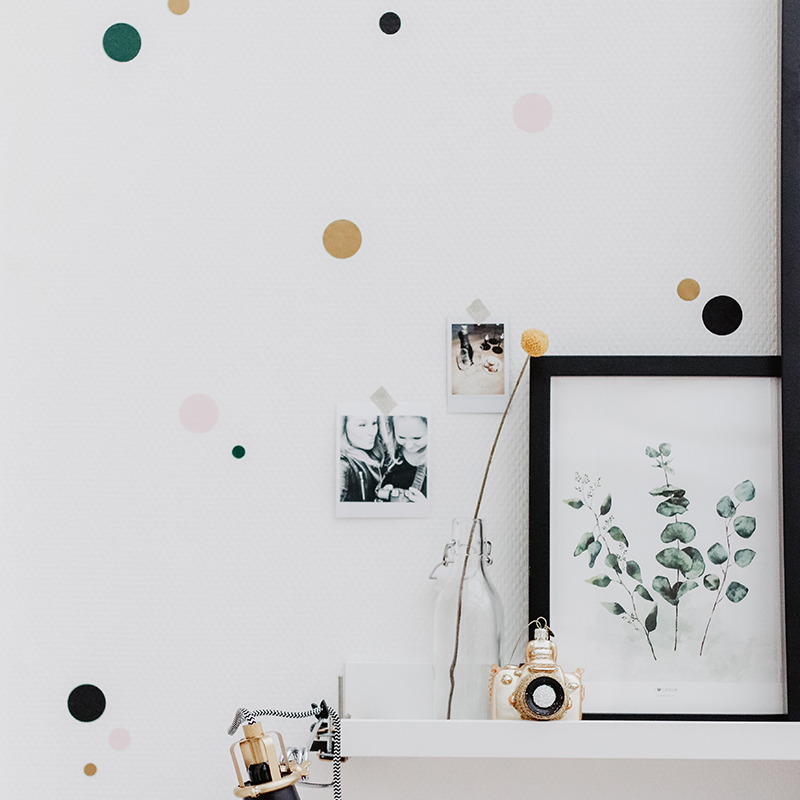 Dots black gold forest green and blush pink