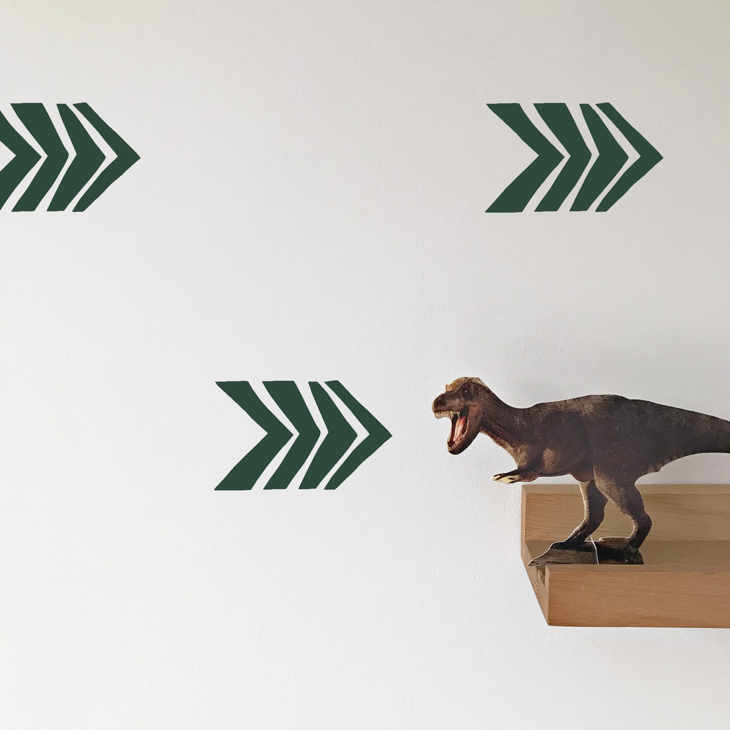 Dinosaur wall Decorative Chevron Forest Green