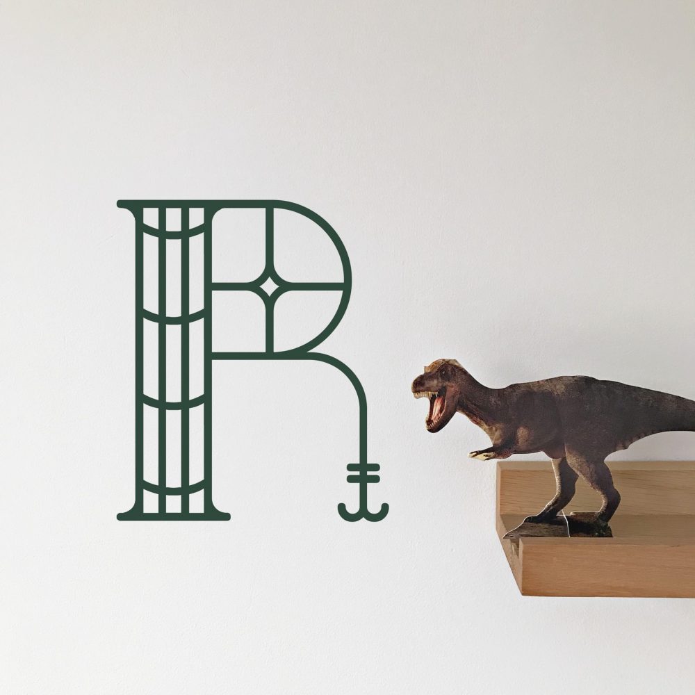 Dinosaur wall Intricate INitial R Forest Green