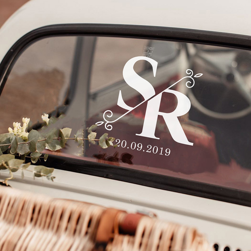 LR Wedding Car Sticker Split Monogram 1