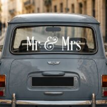 Mr & Mrs Car Decal – Ready to Ship Wedding Car Sticker (Choose Font & Colour)