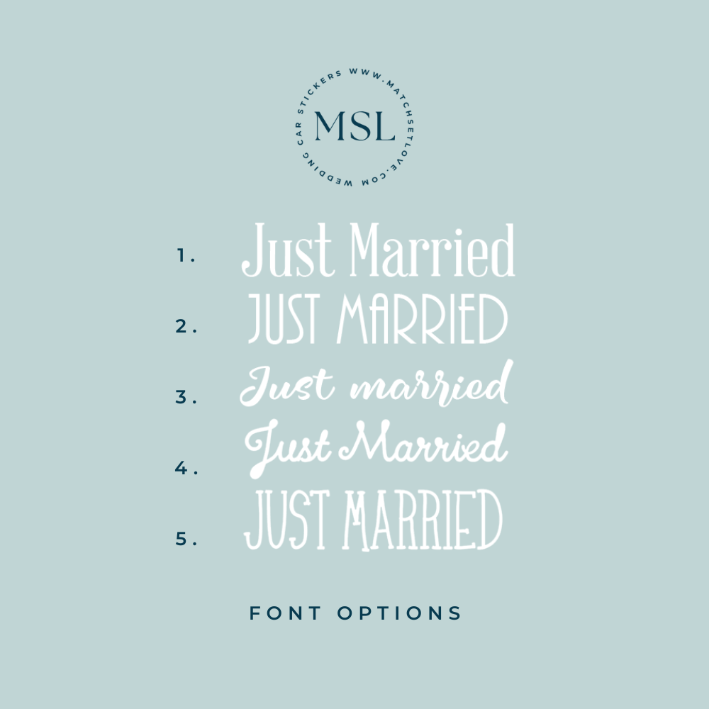 Info Just Married Font Options