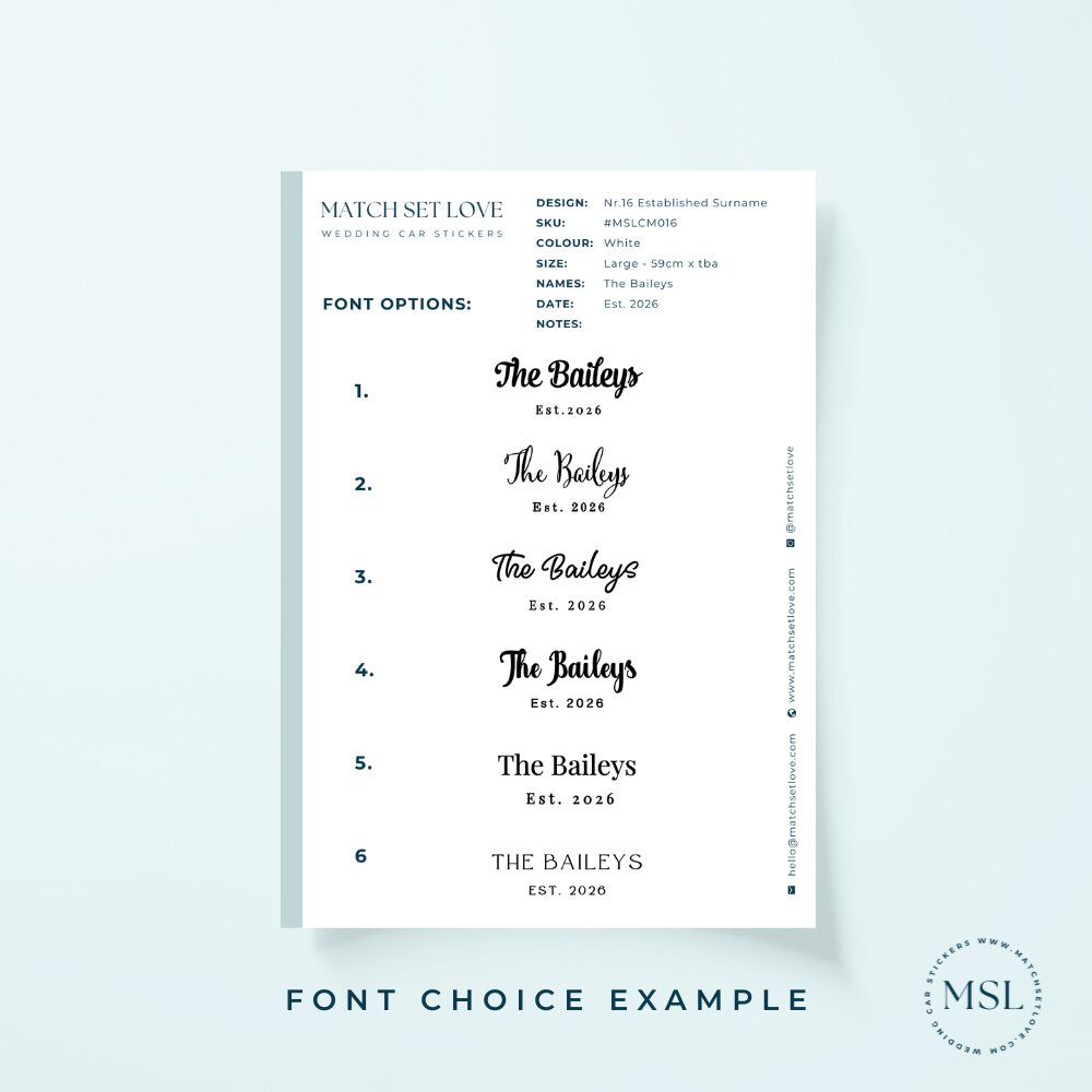 Sample of Font options Established Surname (1)