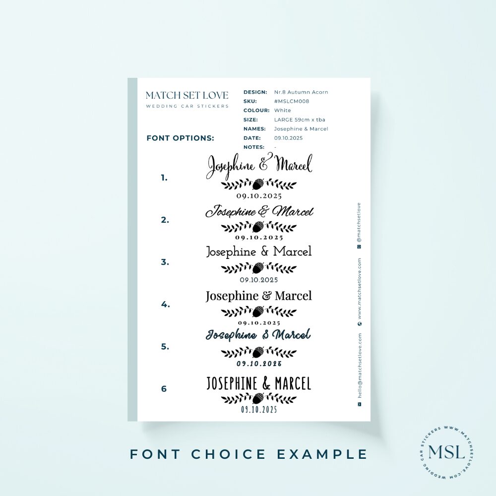 Sample of Font options Autumn Acorn Sample of Font options Autumn Acorn