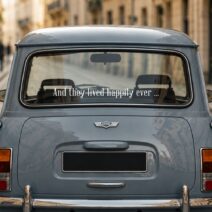 And They Lived Happily Ever After Wedding Car Decal – Romantic Quote Vinyl Sticker
