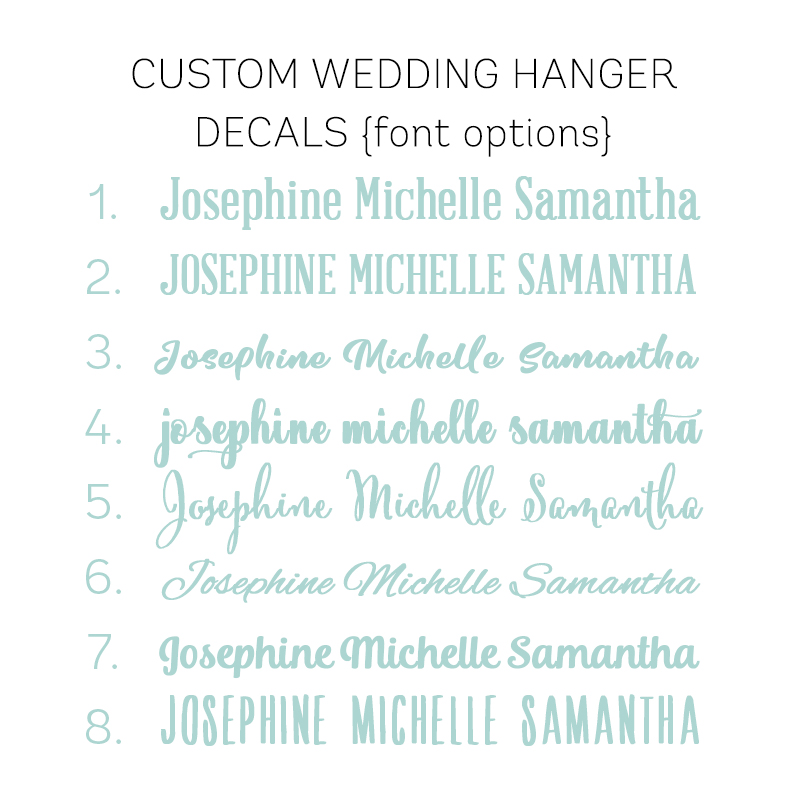 Font options Custom Wedding hangers