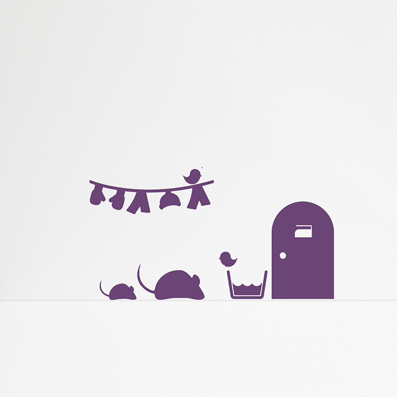 Laundry Mouse House Wall Decal