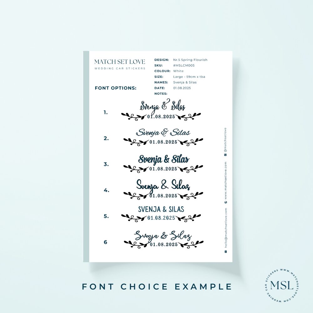 Sample of Font options Spring Flourish