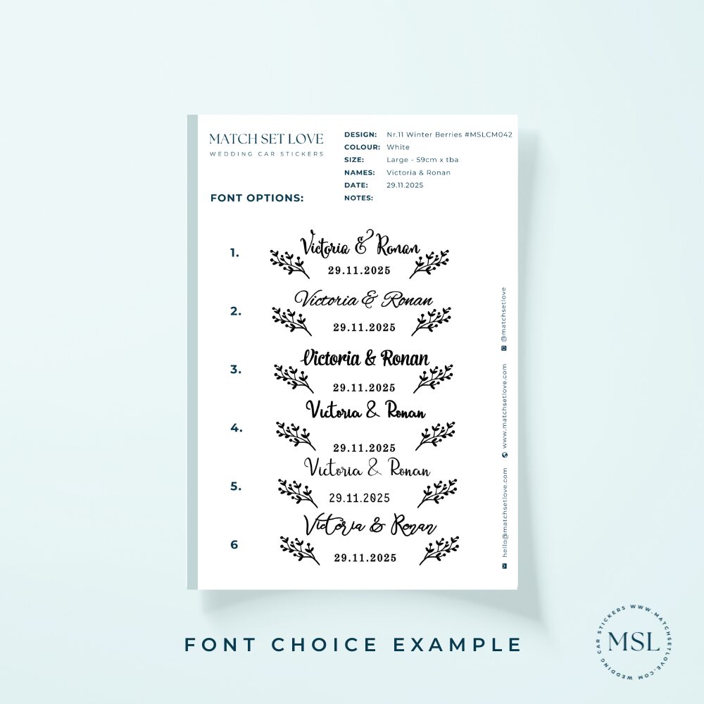 Sample of Font options Winterberries