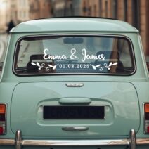 Spring Flourish Wedding Car Sticker – Personalized Names & Date #5
