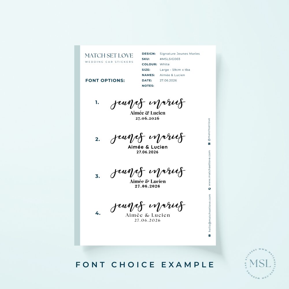Sample of Font options Jeunes Maries
