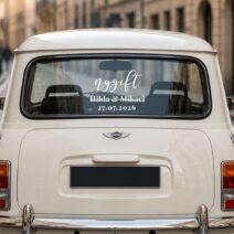 Signature “Nygift” Scandinavian Wedding Car Decal — Personalized Names & Date (Swedish / Norwegian Just Married Sticker)