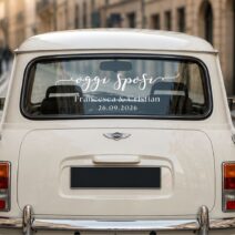 Signature “Oggi Sposi” Italian Wedding Car Decal – Personalized Names & Date
