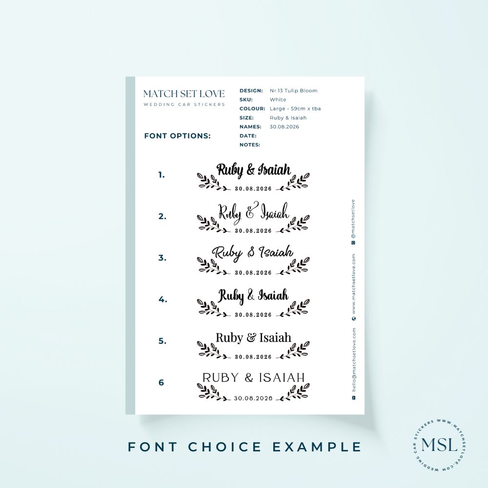 Sample of Font options Tulip Bloom