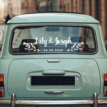 Tulip Bloom Wedding Car Decal – Personalized Floral Design #13