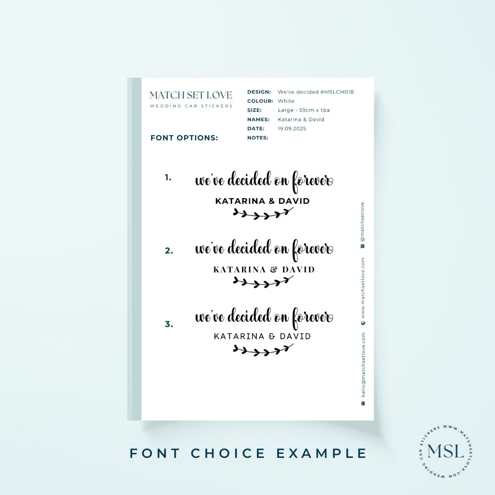 Sample of Font options We have decided