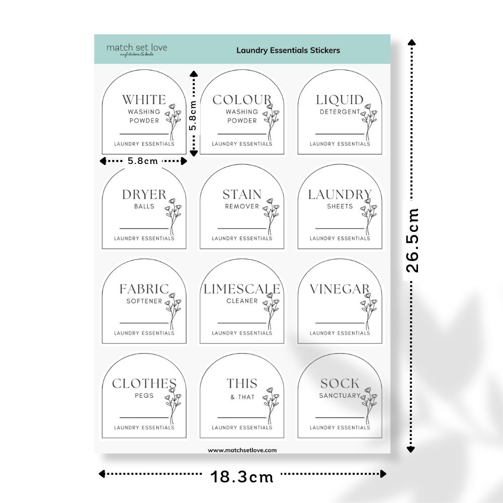 Laundry Stickers 1 Eng Size