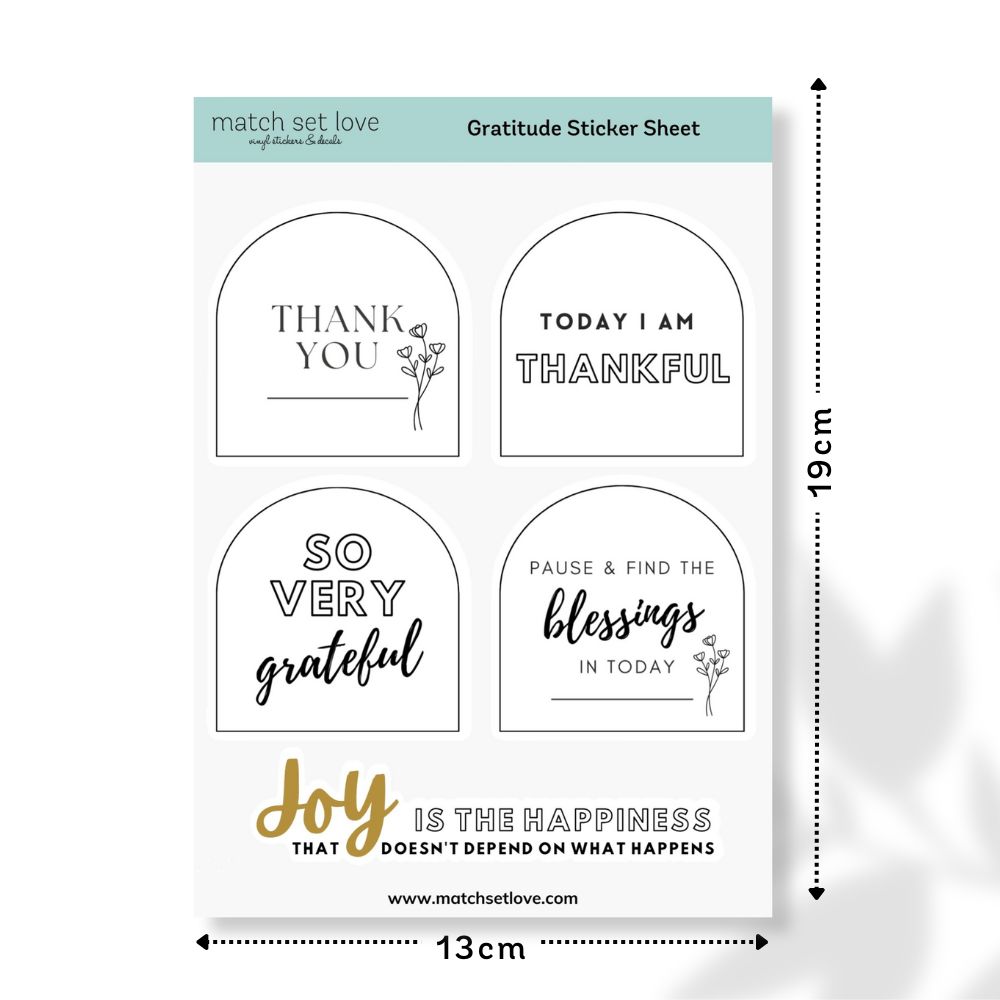 PI Gratitude Sticker Sheet Size