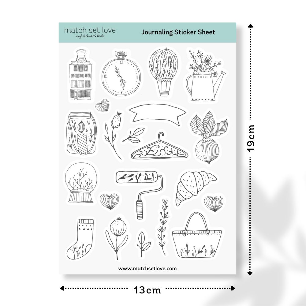 PI Journaling Sticker Sheet Size