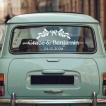 Under the Mistletoe Wedding Car Sticker – Personalized Winter Wedding Car Decal with Names & Date #23