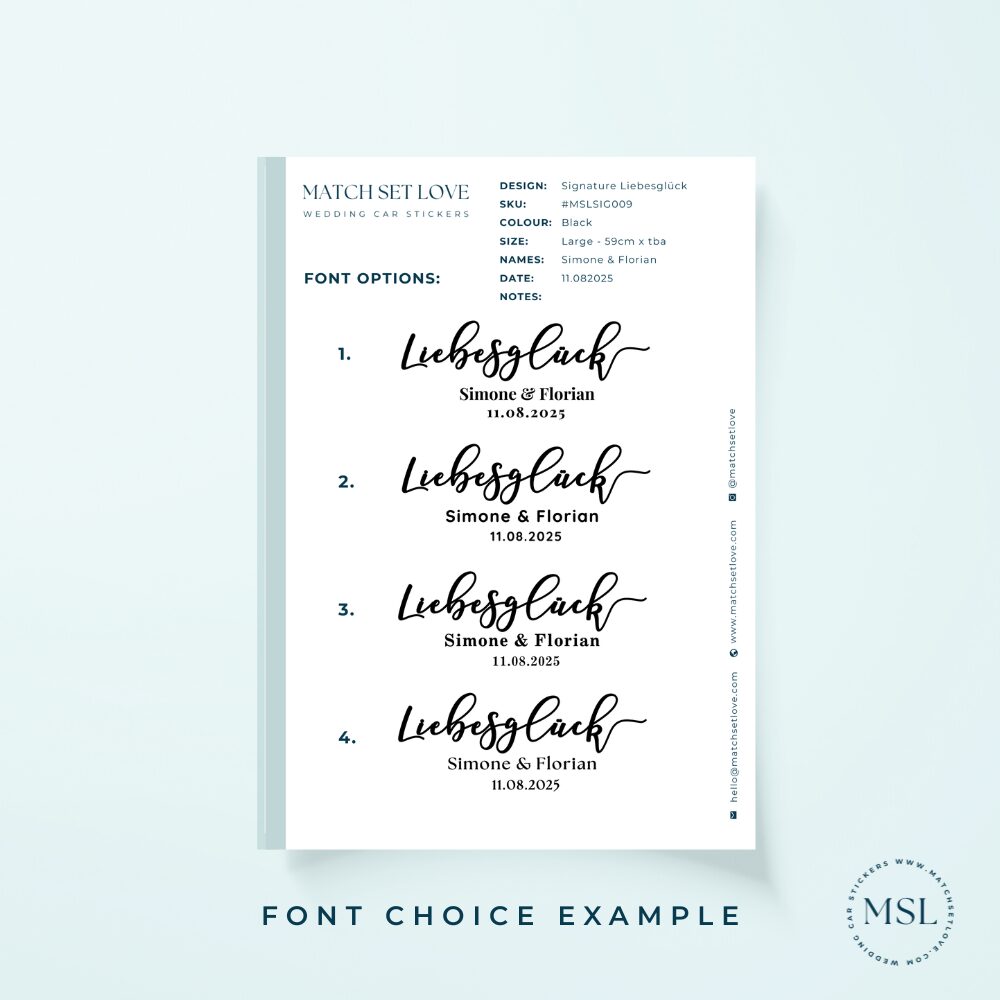 Sample of Font options Liebesglück’