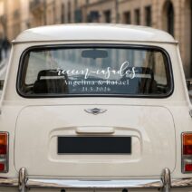 Signature “Recém-Casados” Wedding Car Decal – Portuguese Just Married Sticker (Custom Names & Date)